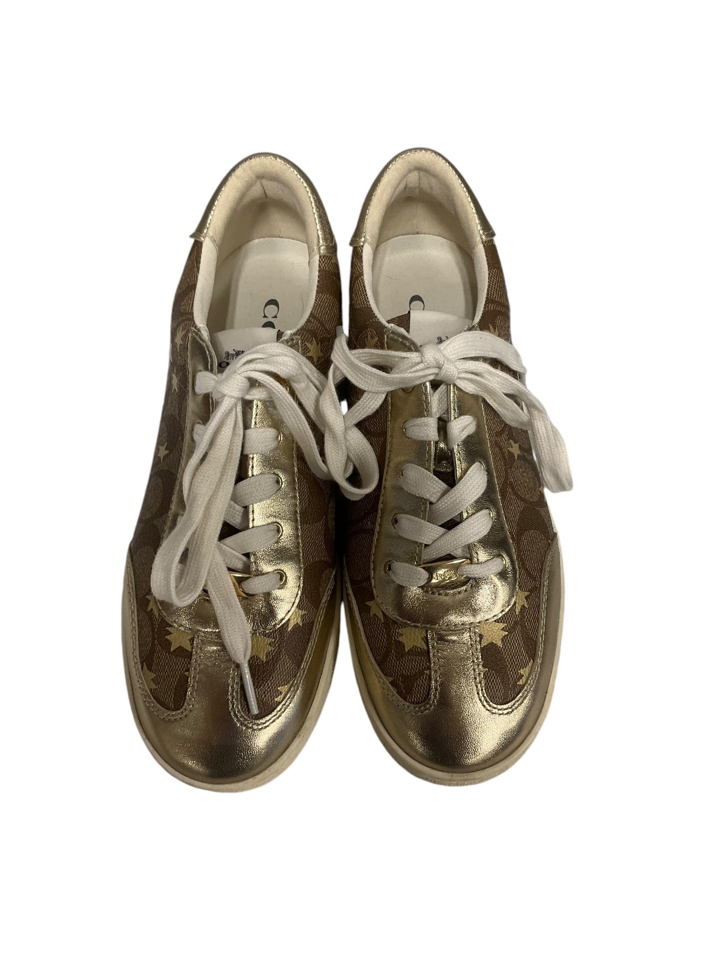 Shoes Designer By Coach In Gold & Tan, Size: 9