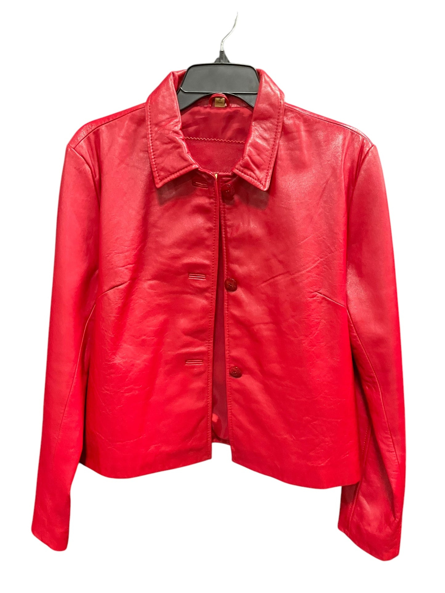 Jacket Leather By Clothes Mentor In Red, Size: M