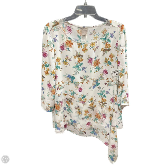 Top 3/4 Sleeve By Chicos In Floral Print, Size: L