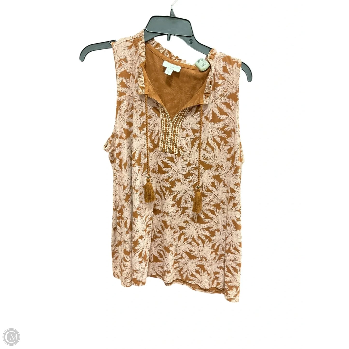 Top Sleeveless Basic By J. Jill In Tropical Print, Size: M