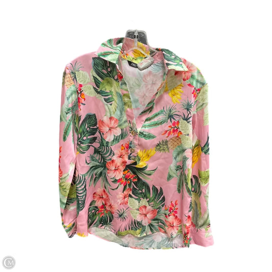 Blouse Long Sleeve By Zara In Floral Print, Size: Xs