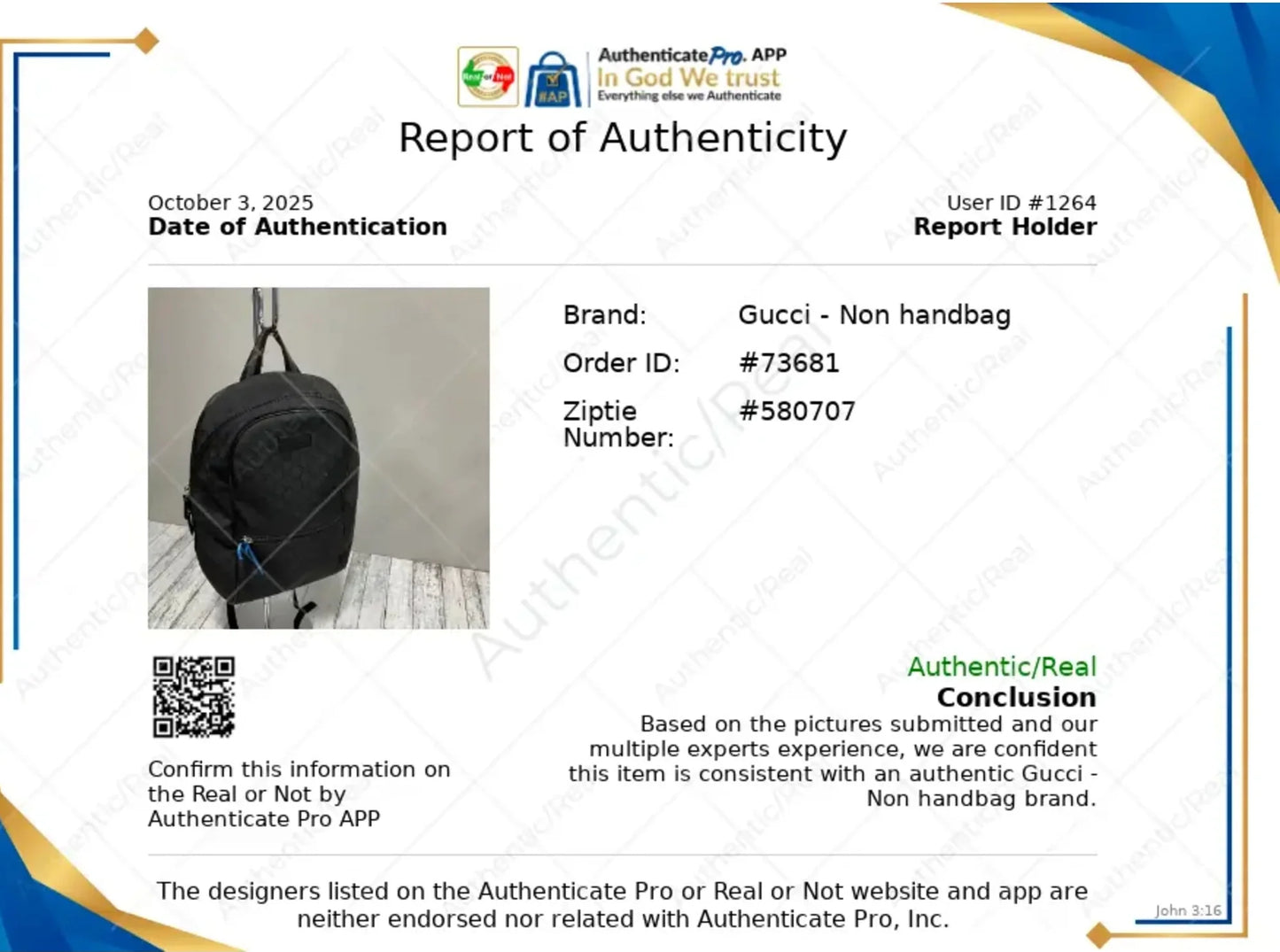 Backpack Luxury Designer By Gucci, Size: Large