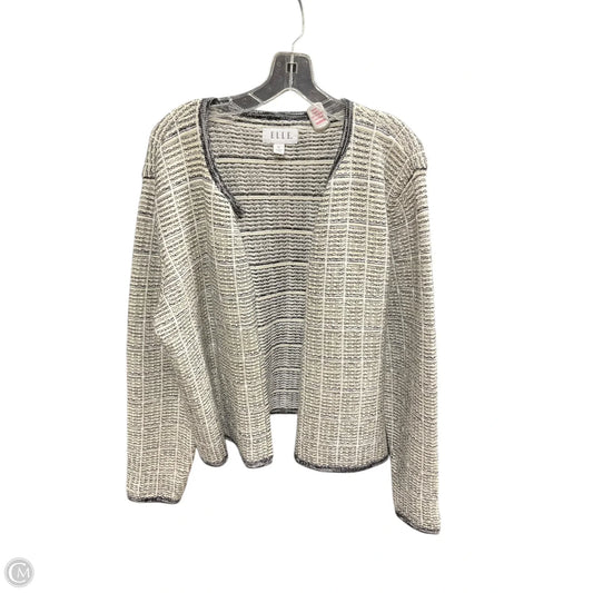 Sweater Cardigan By Elle In Black & White, Size: Xl