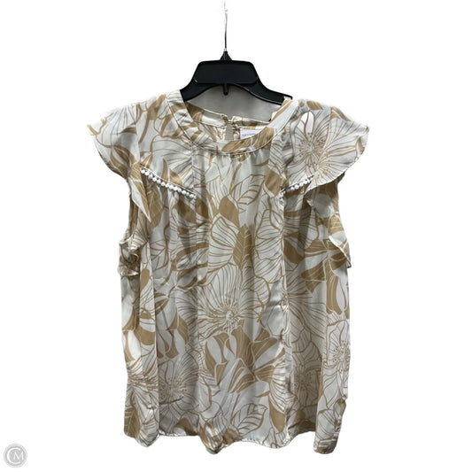 Top Sleeveless By Liz Claiborne In Tan & White, Size: L