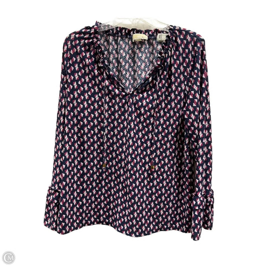 Top Long Sleeve Basic By Michael By Michael Kors In Blue & Pink, Size: L