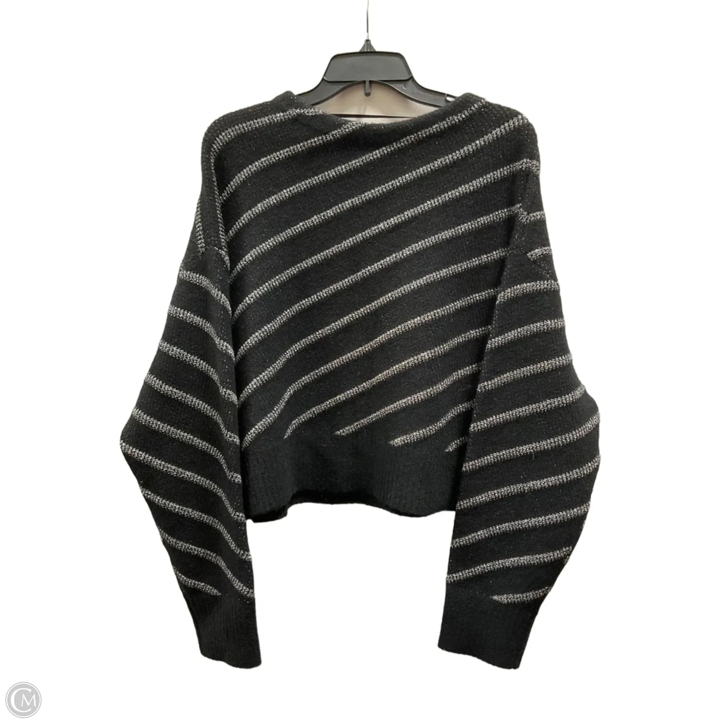 Sweater Cardigan Designer By All Saints In Black & Silver, Size: L
