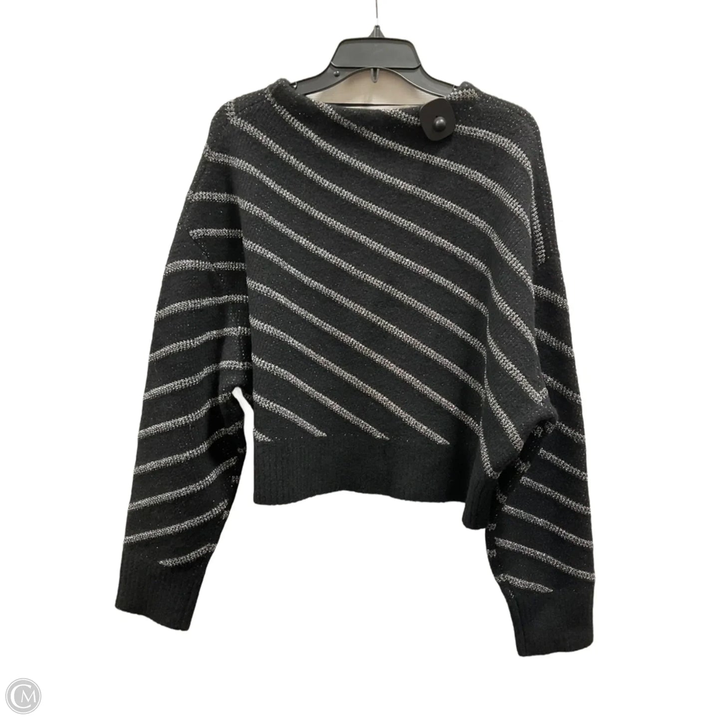 Sweater Cardigan Designer By All Saints In Black & Silver, Size: L