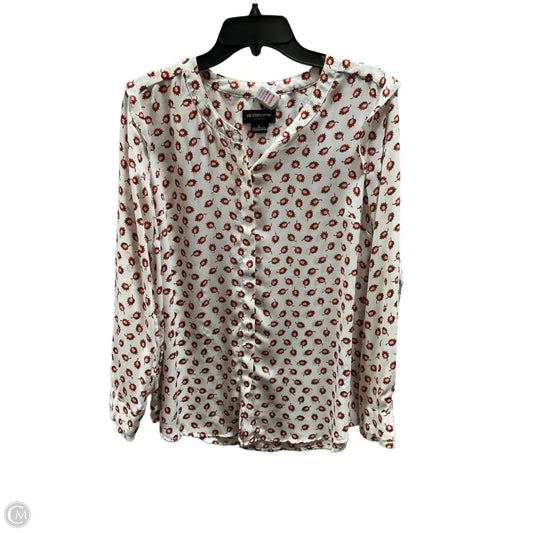 Top Long Sleeve Basic By Liz Claiborne In Red & White, Size: L