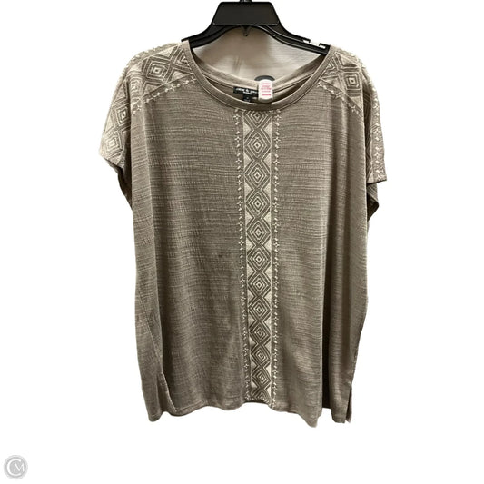 Top Short Sleeve Basic By Cable And Gauge In Taupe, Size: 1x