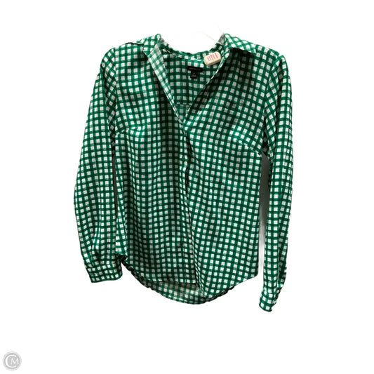 Blouse Long Sleeve By Ann Taylor In Checkered Pattern, Size: Xs