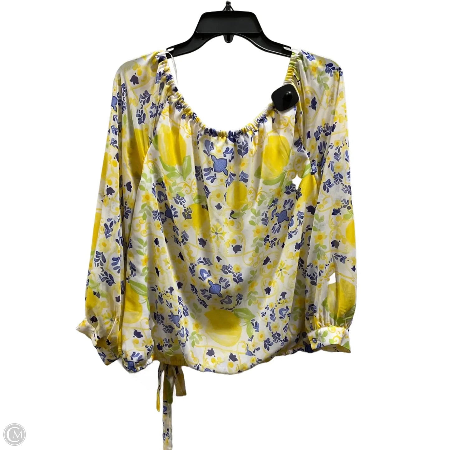 Top Long Sleeve By Cece In Blue & Yellow, Size: Xl
