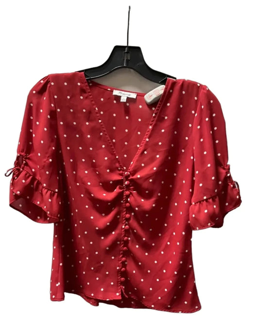 Top Short Sleeve By Madewell In Polkadot Pattern, Size: 2