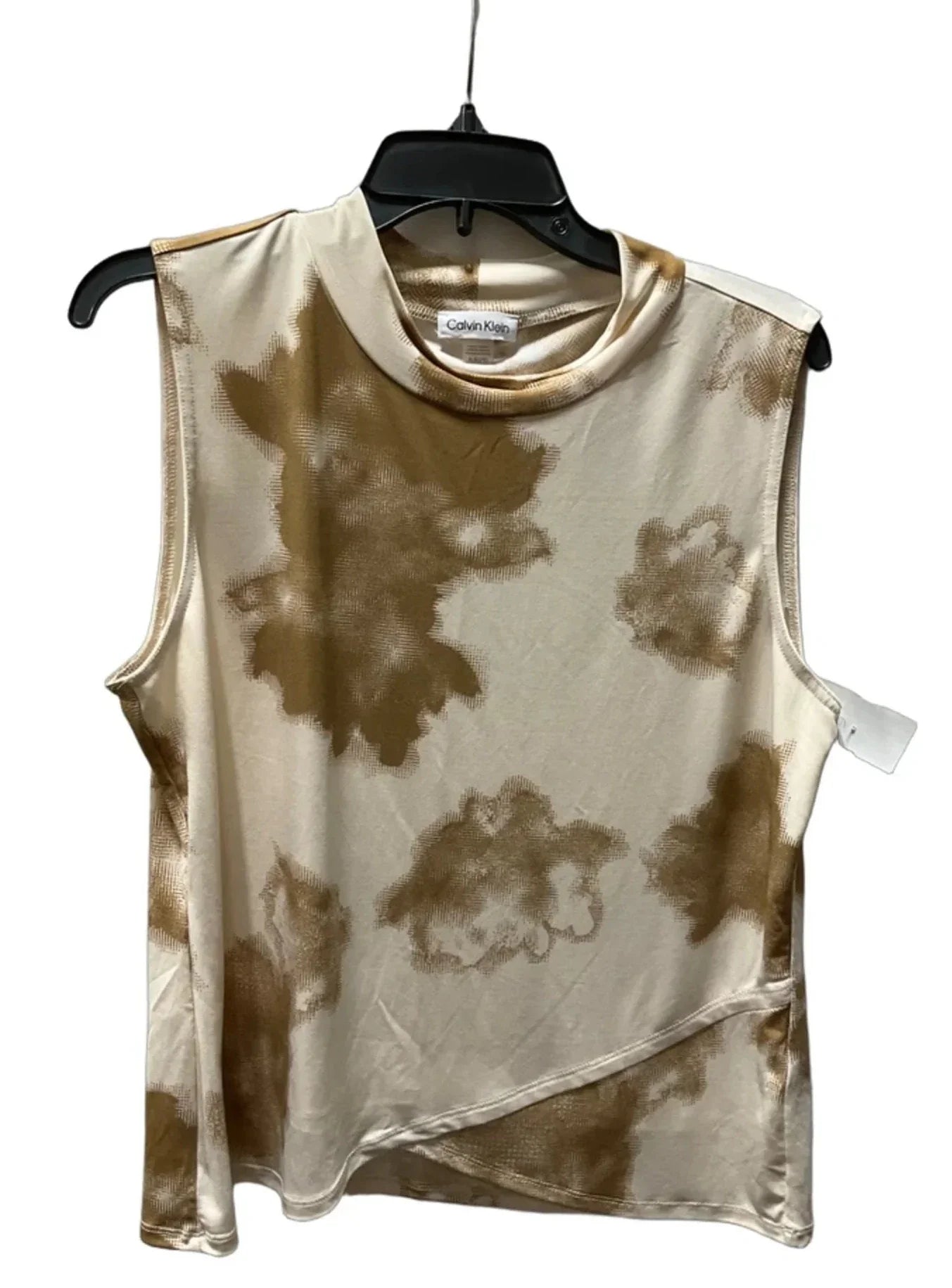 Top Sleeveless Basic By Calvin Klein In Tan & Yellow, Size: Xl