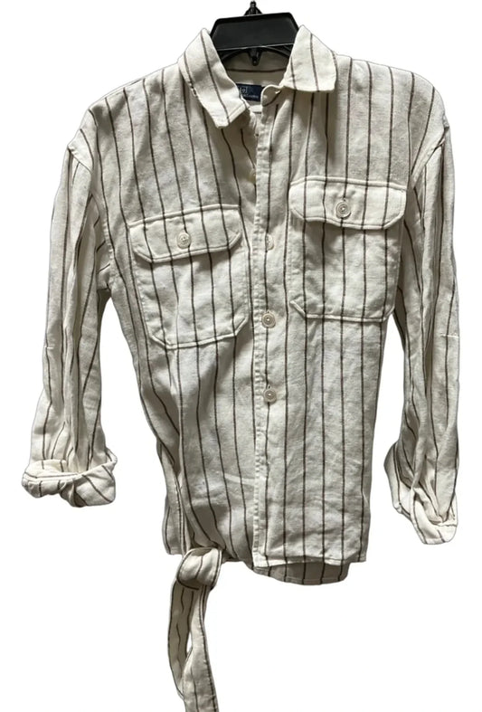 Jacket Denim By Polo Ralph Lauren In Striped Pattern, Size: 2