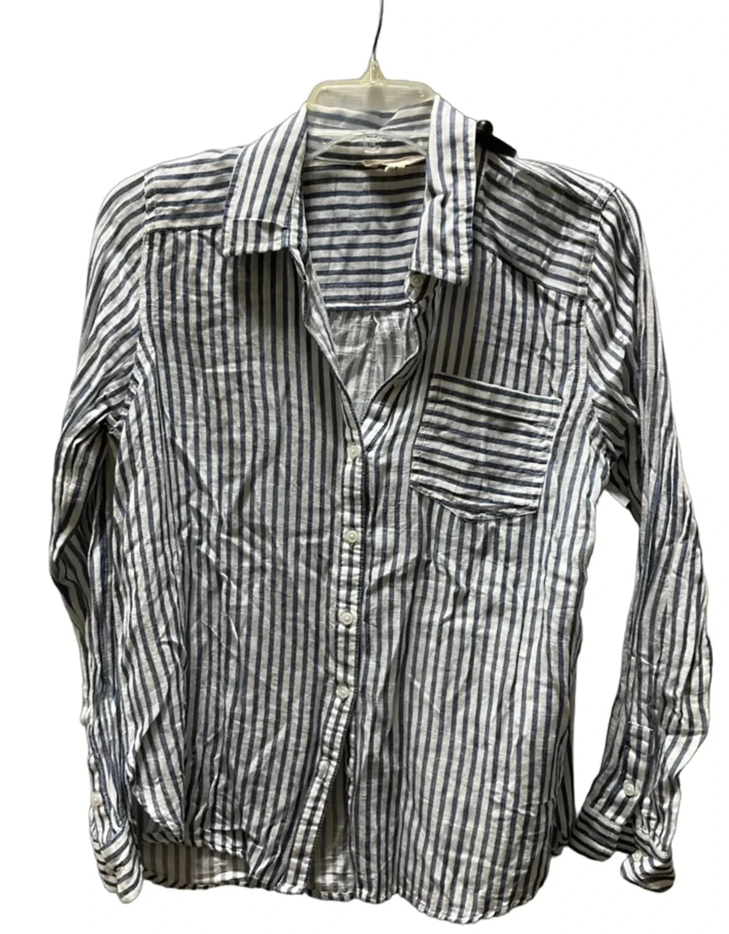 Blouse Long Sleeve By Lucky Brand In Striped Pattern, Size: S