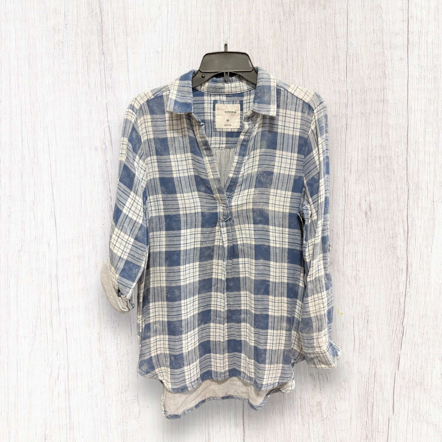 Top Long Sleeve By Sonoma In Blue White, Size: M