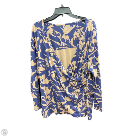 Top Long Sleeve By Soft Surroundings In Blue & Tan, Size: 3x
