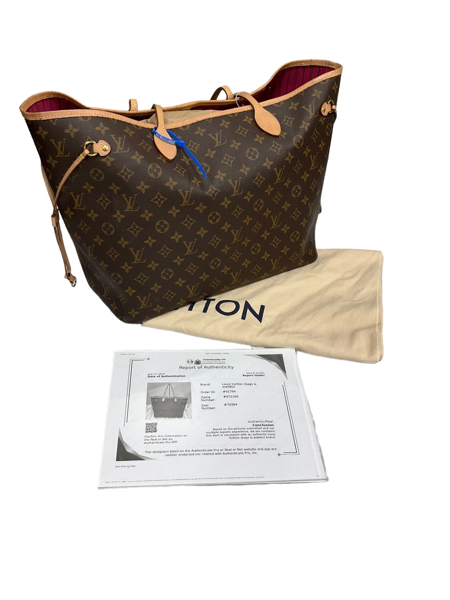 Tote Luxury Designer Louis Vuitton, Size Large