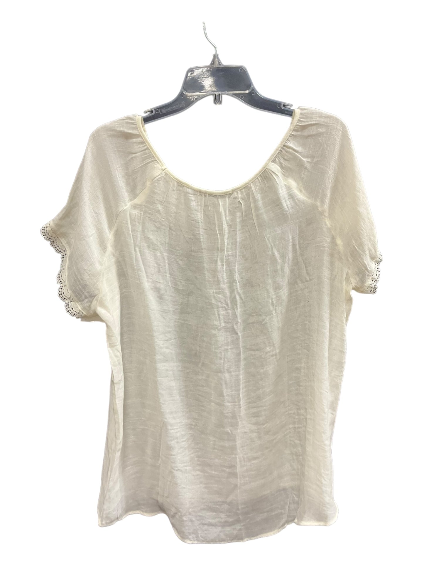Ivory Top Short Sleeve Notations, Size 1x
