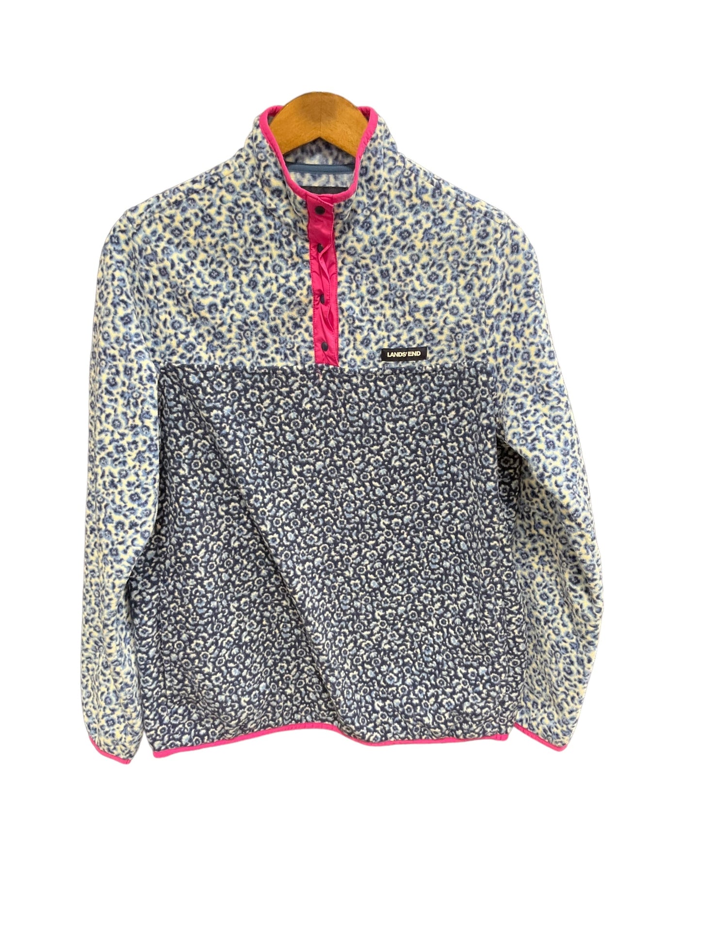 Jacket Fleece By Lands End In Blue & Pink, Size: M