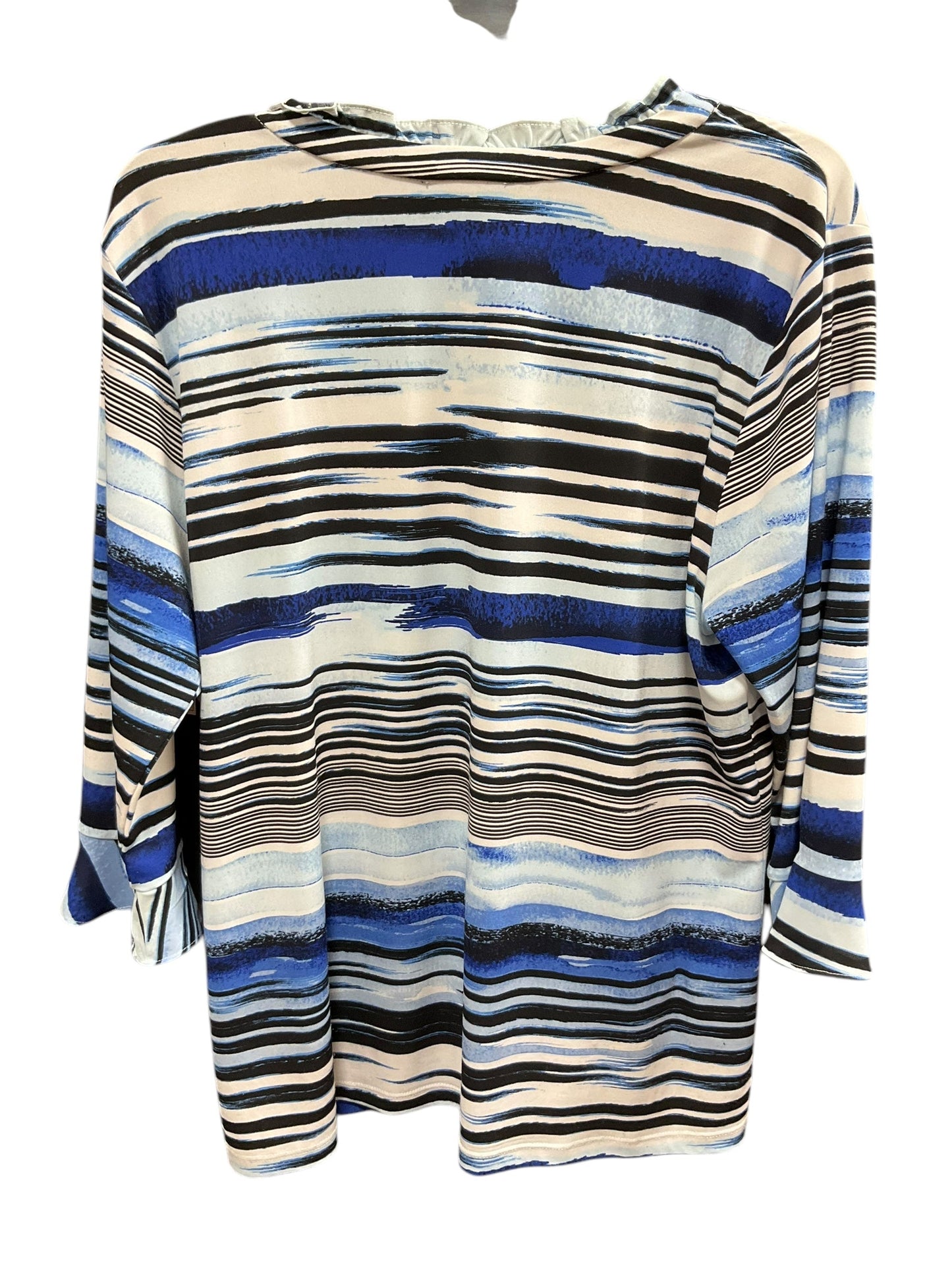 Top 3/4 Sleeve By Karl Lagerfeld In Blue, Size: L