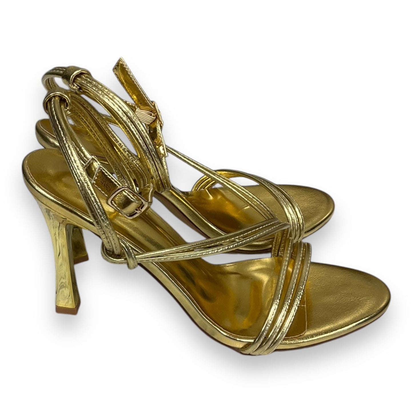 Sandals Heels Stiletto By Clothes Mentor In Gold, Size: 9.5