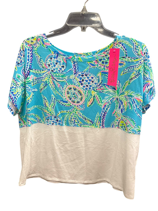 Top Short Sleeve Designer By Lilly Pulitzer In Blue, Size: L