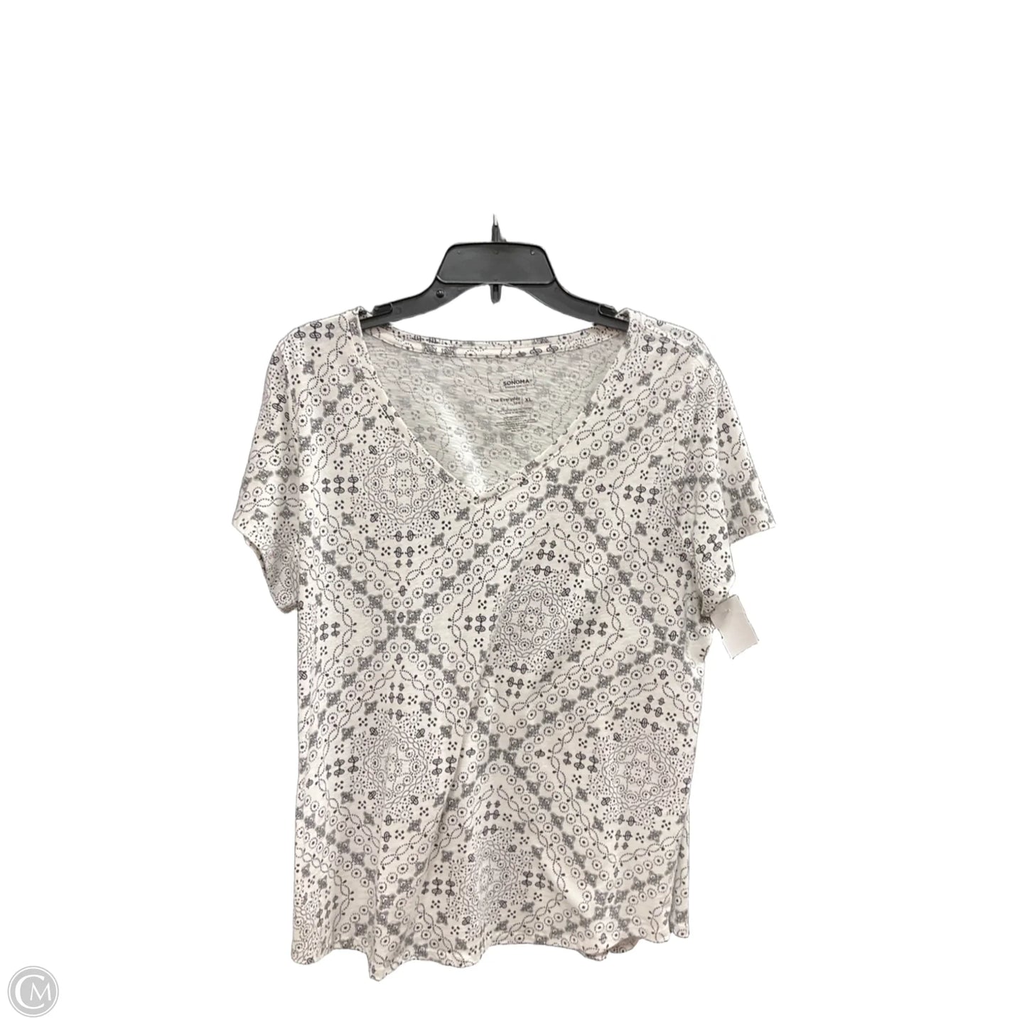 Top Short Sleeve Basic By Sonoma In Black & White, Size: Xlarge