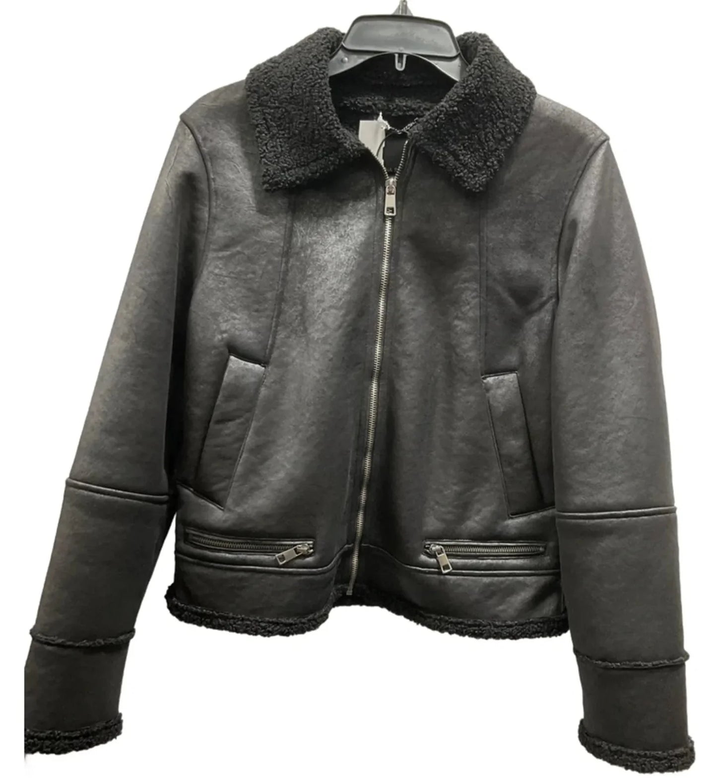 Coat Faux Fur & Sherpa By Banana Republic In Black, Size: M