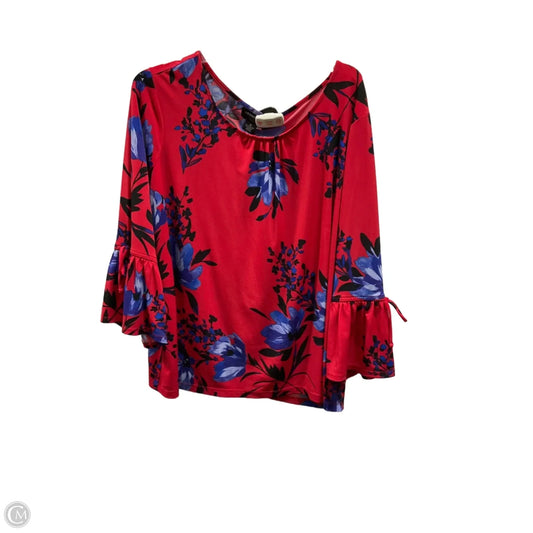 Top Long Sleeve By Liz Claiborne In Red, Size: 1x