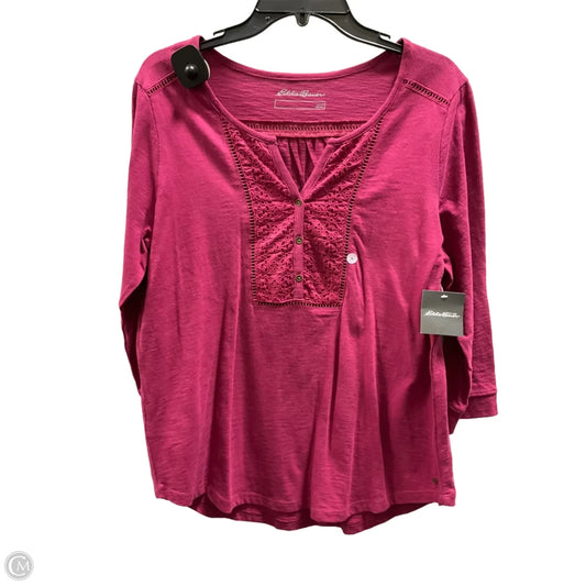 Top 3/4 Sleeve By Eddie Bauer In Purple, Size: L