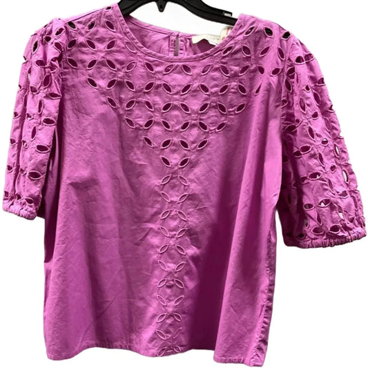 Top Short Sleeve By Loft In Purple, Size: S