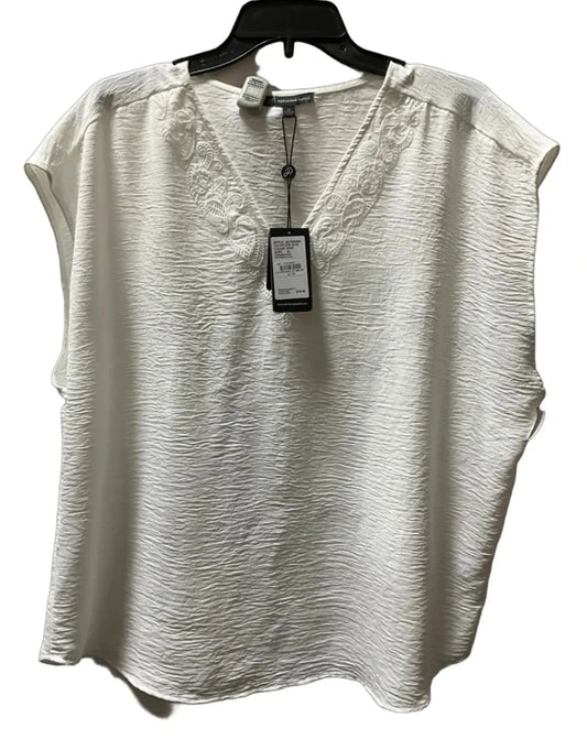 Top Short Sleeve By Adrianna Papell In White, Size: Xl