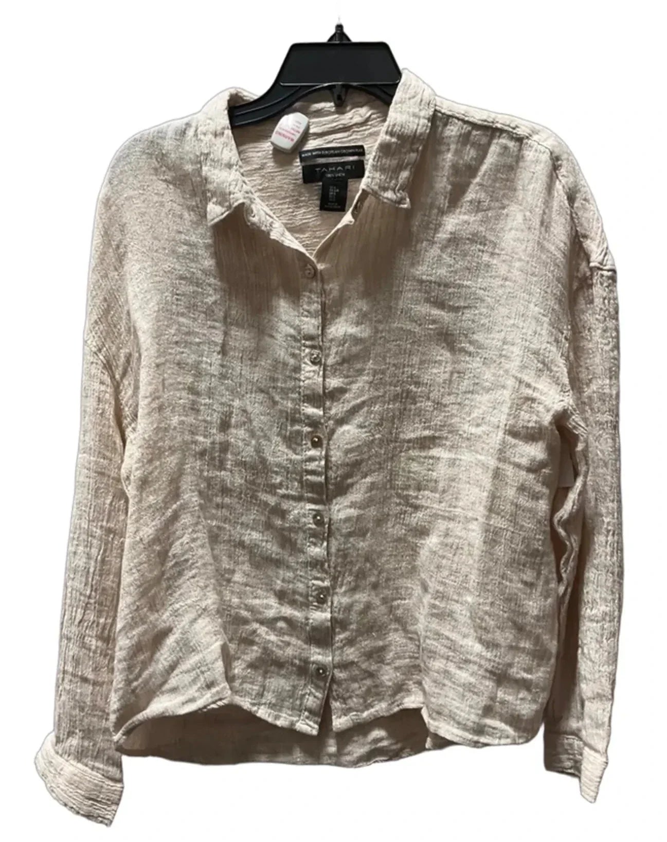 Blouse Long Sleeve By Tahari In Tan, Size: L