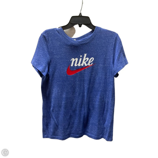 Athletic Top Short Sleeve By Nike In Blue, Size: M