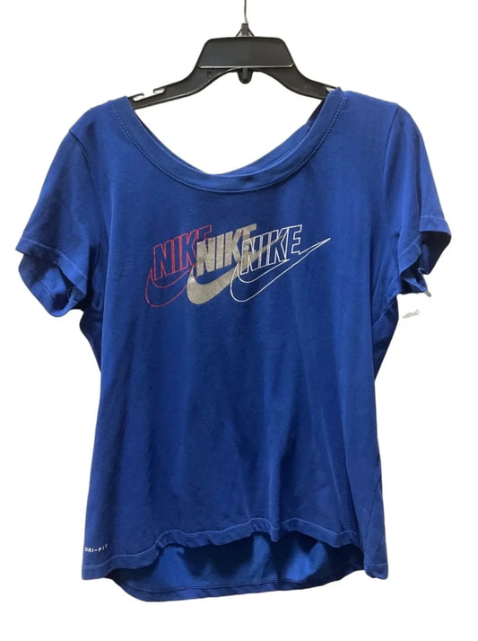 Athletic Top Short Sleeve By Nike In Blue, Size: L