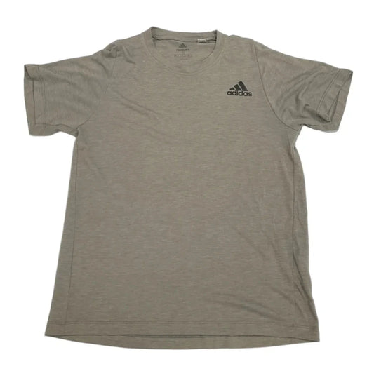 Athletic Top Short Sleeve By Adidas In Grey, Size: S