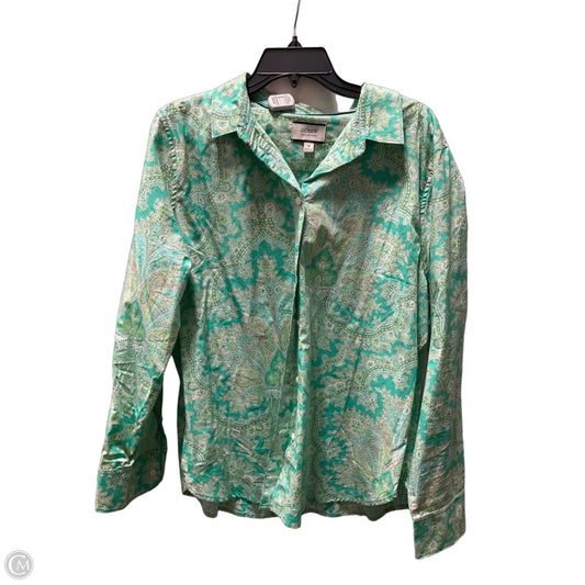 Blouse Long Sleeve By J. Crew In Green, Size: 1x