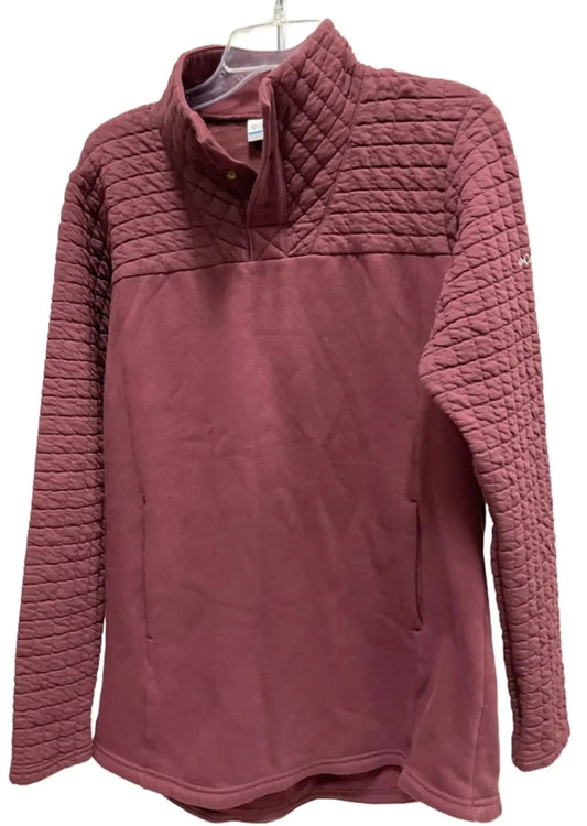 Athletic Top Long Sleeve Collar By Columbia In Maroon, Size: L