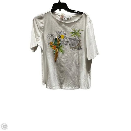 Top Short Sleeve By Chicos In White, Size: L