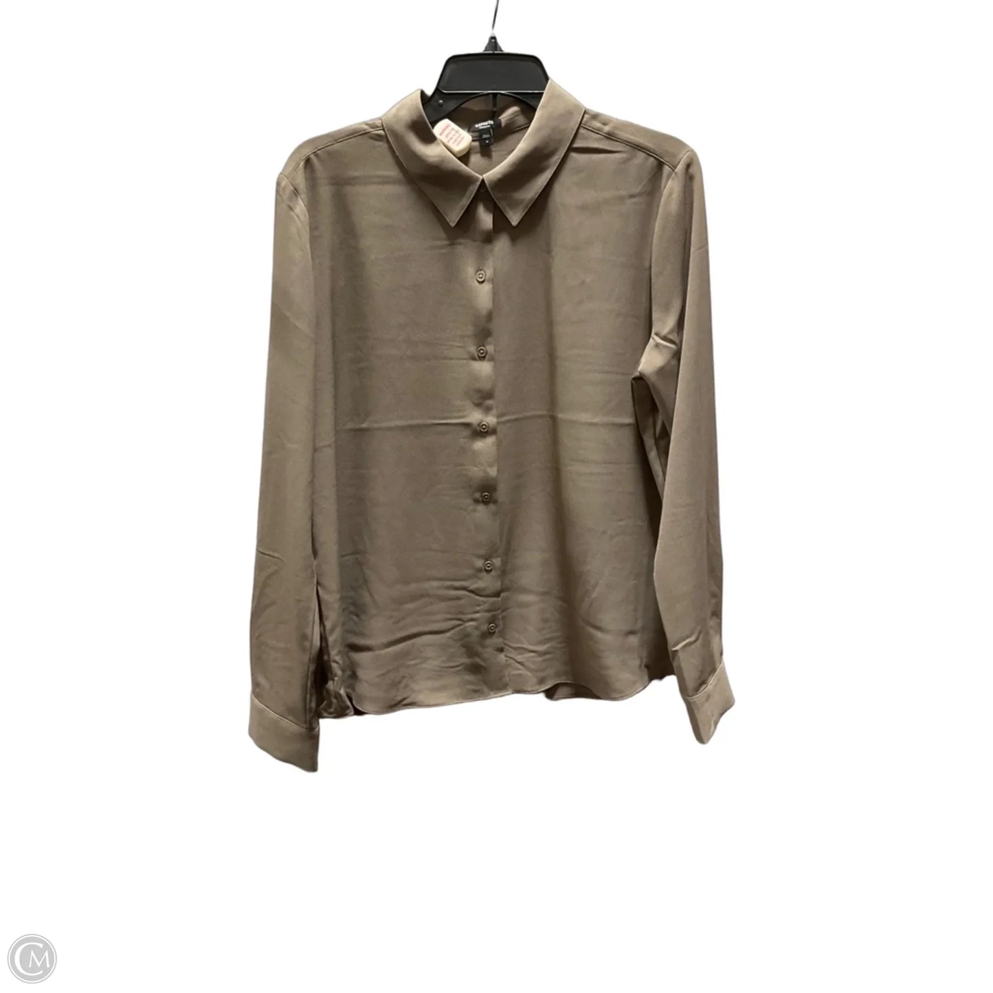 Blouse Long Sleeve By Express In Taupe, Size: M