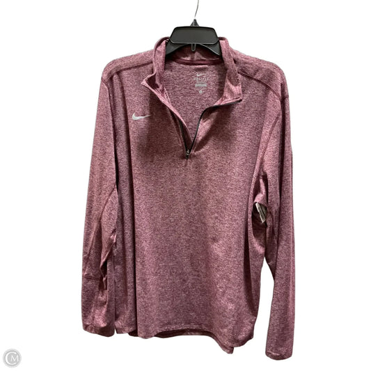 Athletic Top Long Sleeve Collar By Nike In Red, Size: L