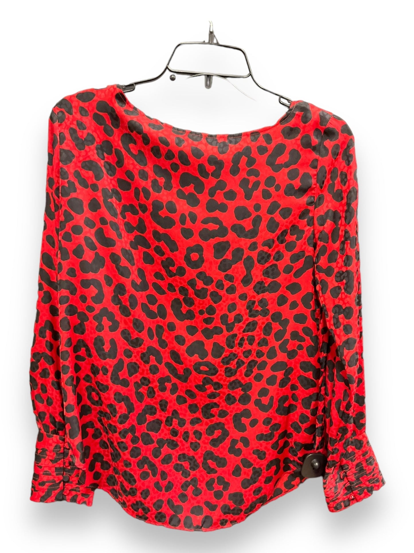 Red Black Top Long Sleeve Ann Taylor, Size S