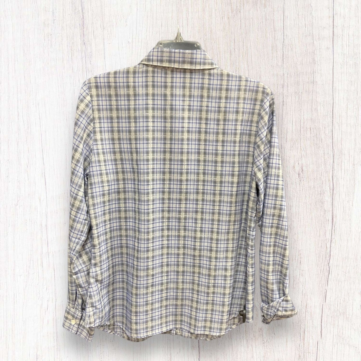 Blue Plaid Blouse Long Sleeve Christopher And Banks, Size M