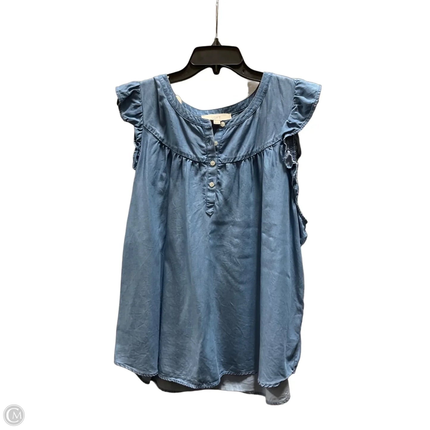 Top Short Sleeve By Loft In Blue Denim, Size: Xxl