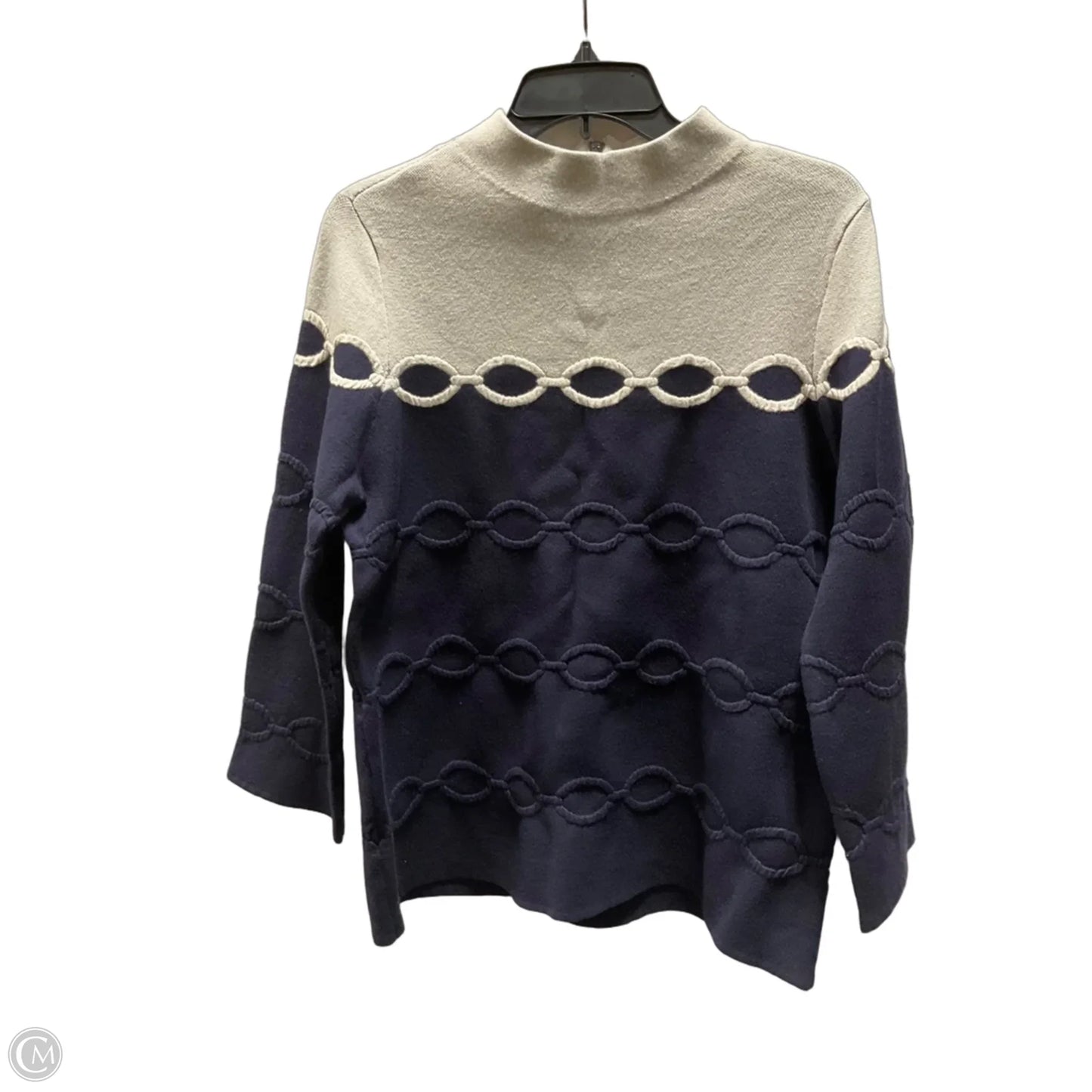 Top Long Sleeve By Chicos In Blue & White, Size: M
