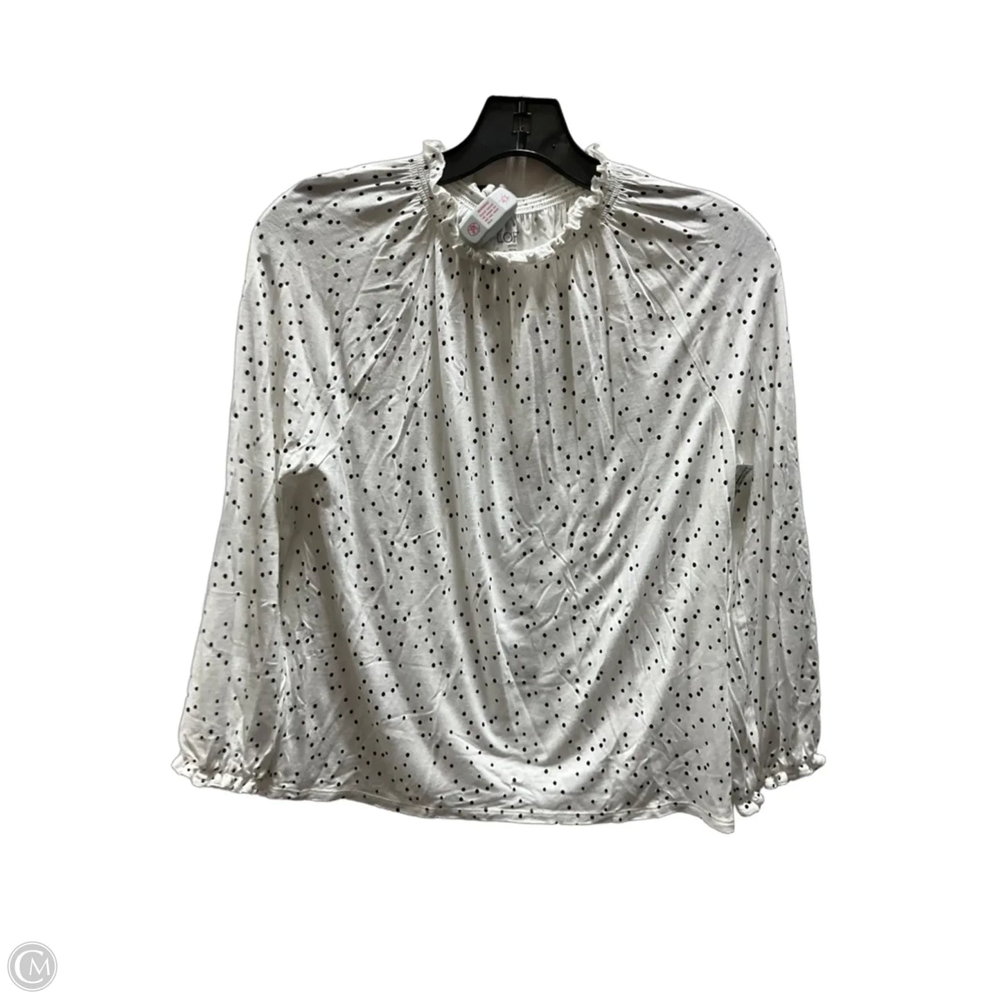 Top 3/4 Sleeve By Loft In Polkadot Pattern, Size: S