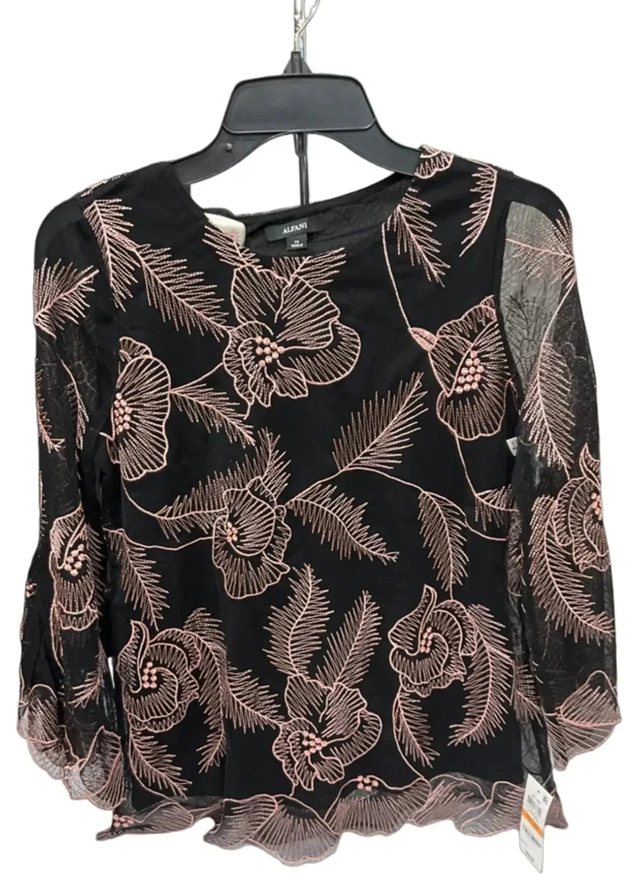 Top 3/4 Sleeve By Alfani In Black & Pink, Size: Sp