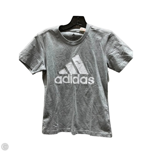 Athletic Top Short Sleeve By Adidas In Grey, Size: Xs