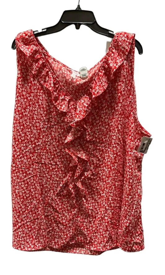 Top Sleeveless By Lc Lauren Conrad In Red & White, Size: 4x